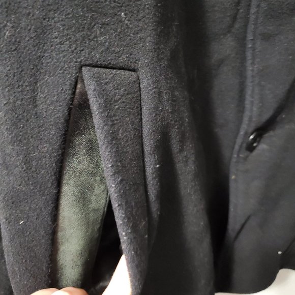 Giii Apparel Black Button Up Cashmere Pea Coat Size L - Picture 3 of 8